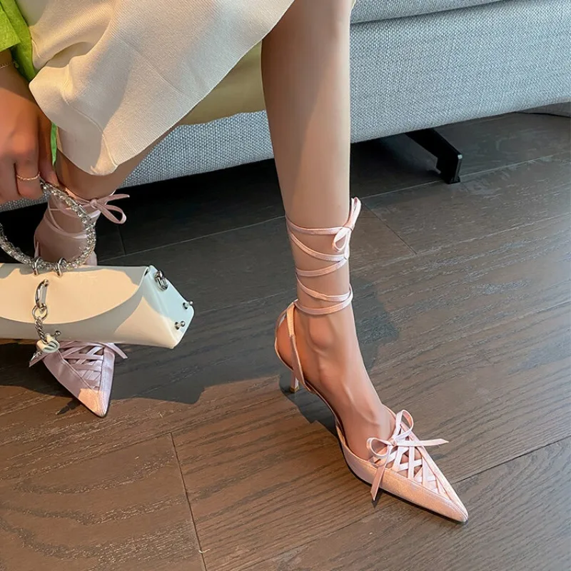 kf-S083c9caf0f694341a8e54f5e5a6d1620p-2024-Satin-Solid-Color-High-Heel-Sandals-Sexy-Strap-7cm-Slim-Heel-Sandals-Bow-Pointed-Fashion